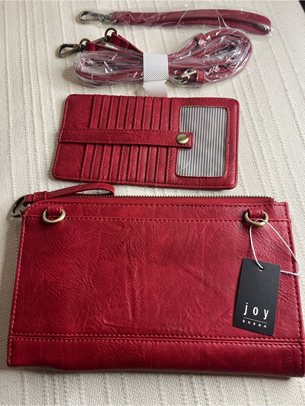 JOY Susan: Red Convertible Wristlet Crossbody NWT wCardholder NEW! 4 pc set - Picture 6 of 16